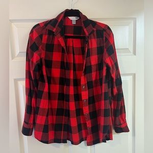 Old Navy size M Classic red and black plaid shirt 100% cotton worn once